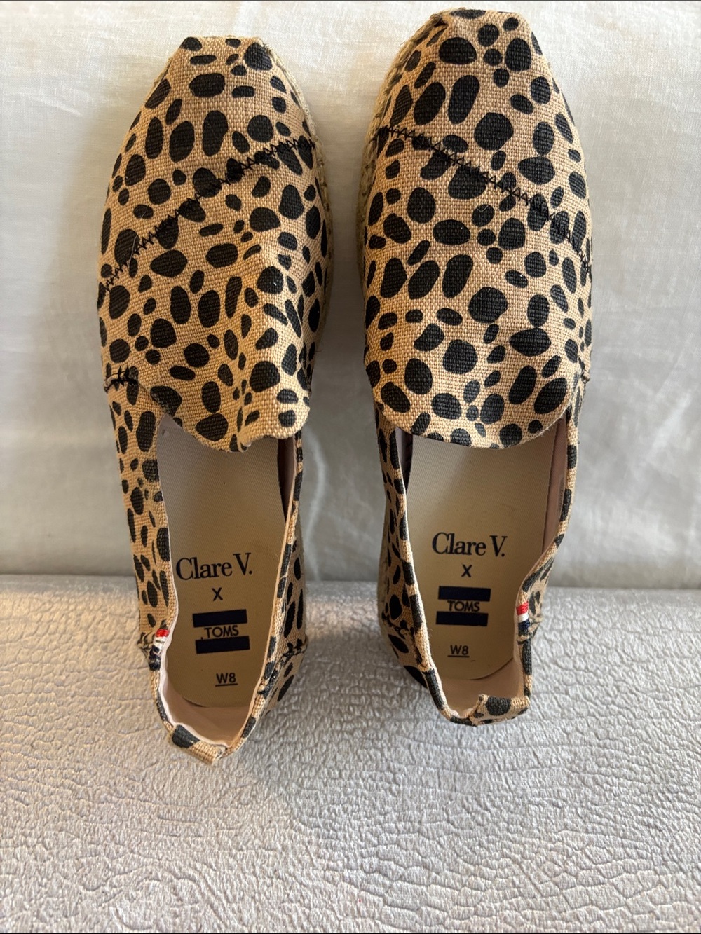 Clare V. for TOMS Leopard Print Slip-On Espadrilles - Tan/Black